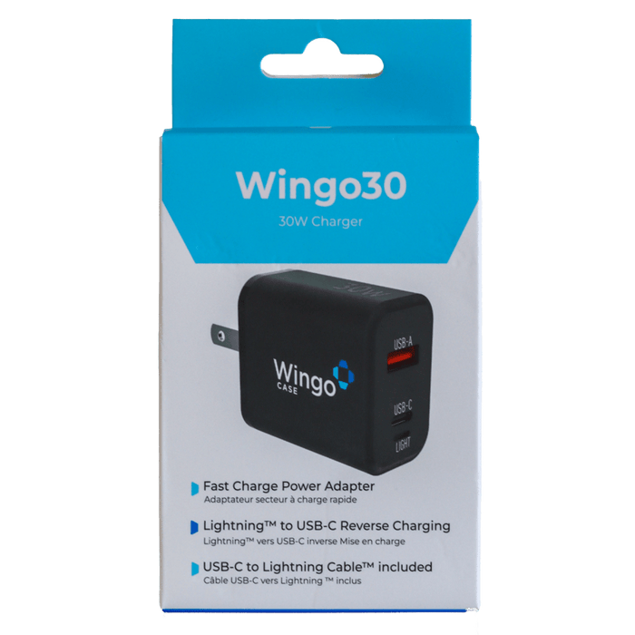 WingoCase 30W GAN Wall Charger and USB C to Lightning Cable Black