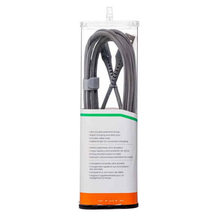 Ventev Alloy USB-A to USB-C High Speed Ultradurable 10 Foot Cable Silver