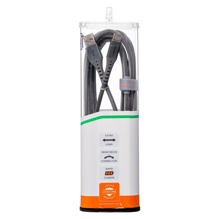 Ventev Alloy USB-A to USB-C High Speed Ultradurable 10 Foot Cable Silver