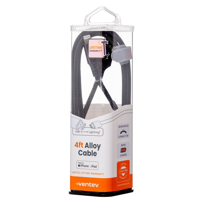 Ventev Alloy USB-A to Apple Lightning High Speed Ultradurable 4 Foot Cable