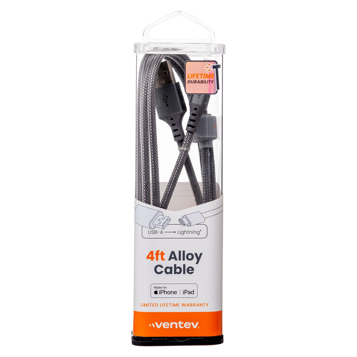 Ventev Alloy USB-A to Apple Lightning High Speed Ultradurable 4 Foot Cable