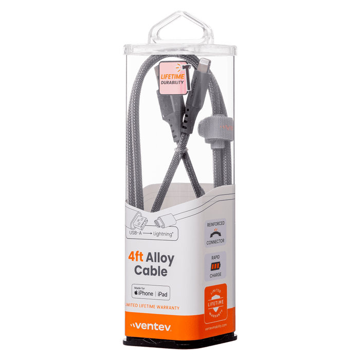 Ventev Alloy USB-A to Apple Lightning High Speed Ultradurable 4 Foot Cable