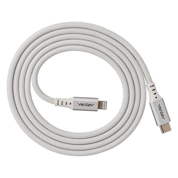 Ventev Chargesync Alloy USB C to Apple Lightning Cable 4ft White