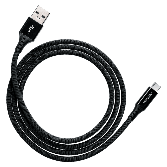 Ventev chargesync alloy USB A to USB C 2.0 Cable 4ft Jet Black
