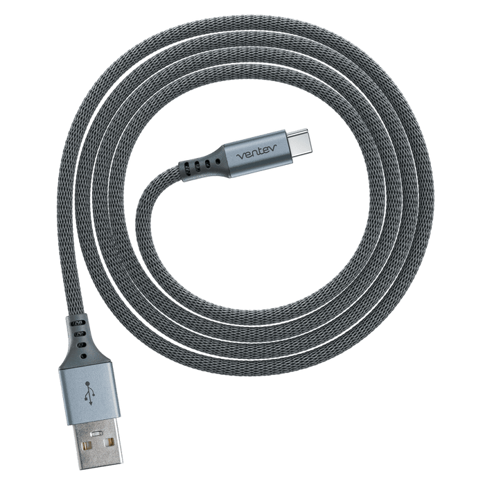 Ventev chargesync alloy USB A to USB C 2.0 Cable 4ft Steel Gray