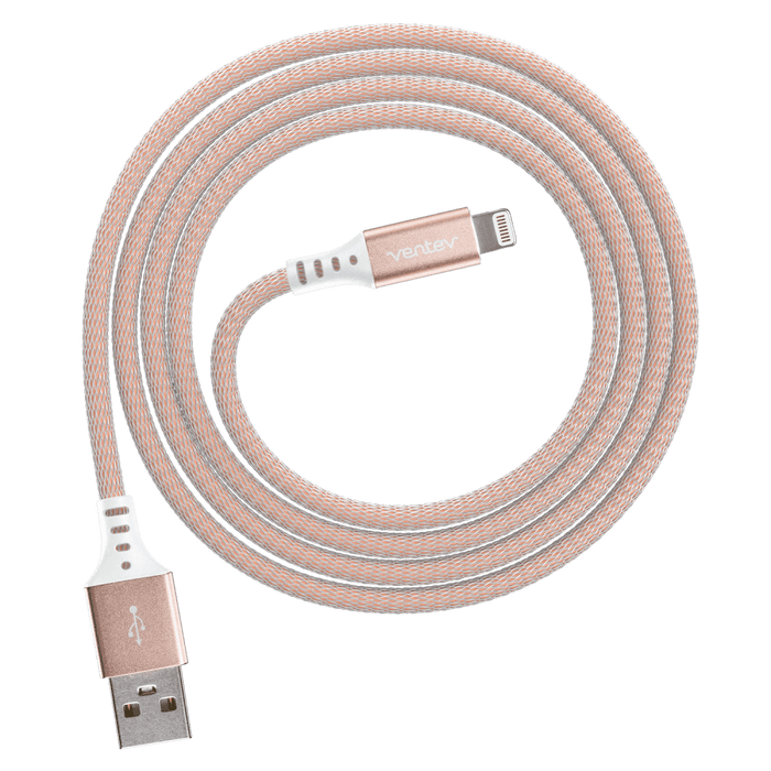 Ventev chargesync alloy USB A to Apple Lightning Cable 4ft Rose Gold