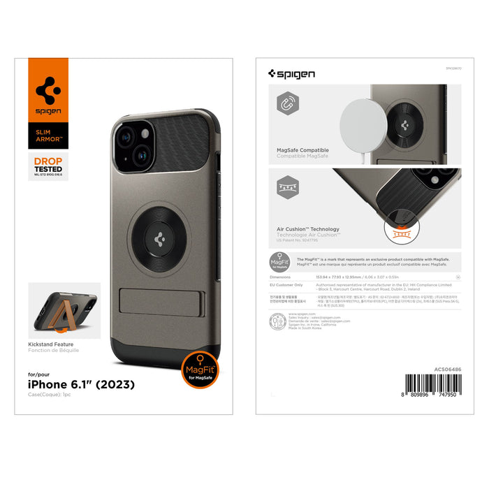 Spigen Slim Armor MagSafe Case for Apple iPhone 15 Gray