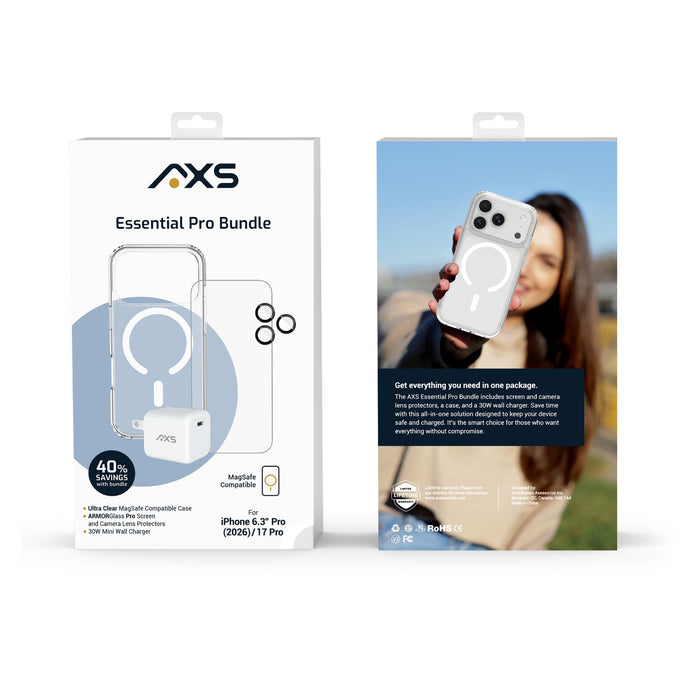 AXS Ultra Clear Essential 4-in-1 Bundle for Apple iPhone 18 Pro / 17 Pro