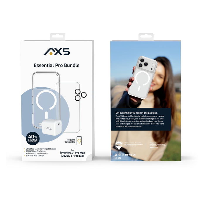 AXS Ultra Clear Essential 4-in-1 Bundle for Apple iPhone 18 Pro Max / 17 Pro Max