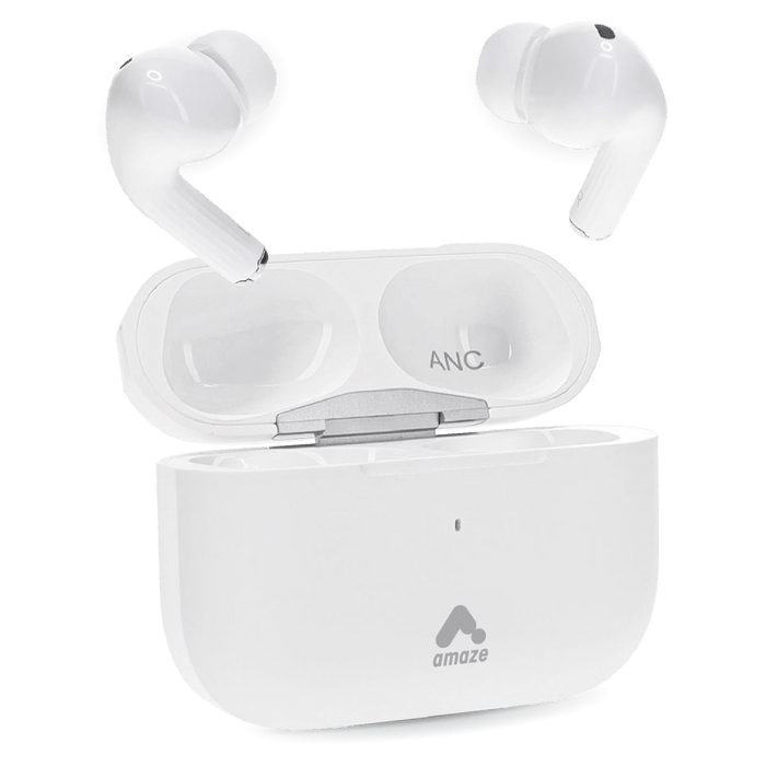 Amaze - 5.0 True Wireless Earbuds with USB C Charging Case - White