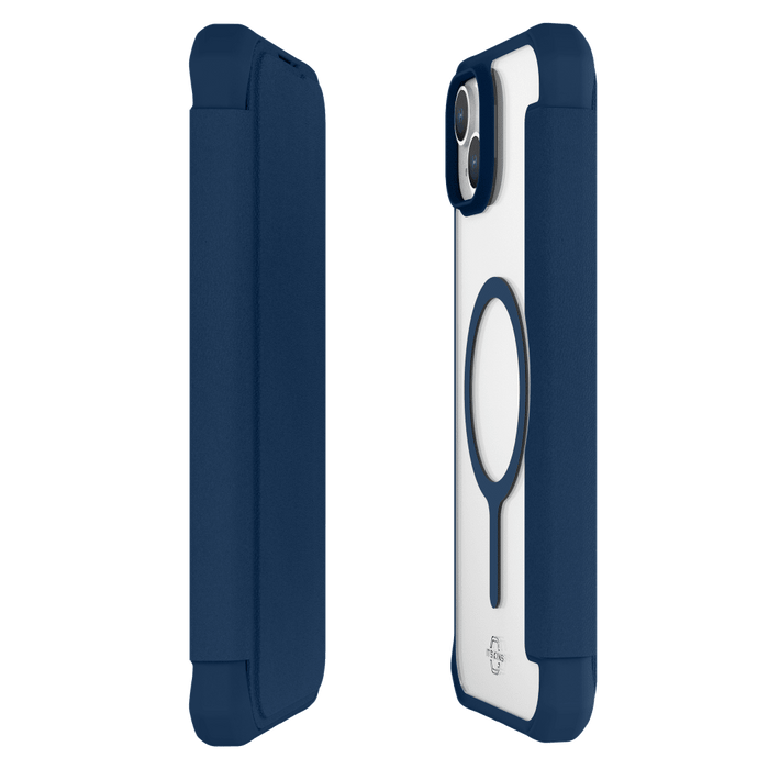 ITSKINS Hybrid_R Folio MagSafe Case for Apple iPhone 15 / iPhone 14 / iPhone 13 Navy Blue