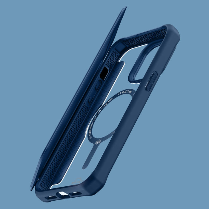 ITSKINS Hybrid_R Folio MagSafe Case for Apple iPhone 15 / iPhone 14 / iPhone 13 Navy Blue