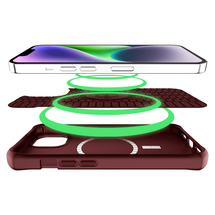 ITSKINS Ballistic_R Nylon MagSafe Case for Apple iPhone 15 Plus / iPhone 14 Plus Dark Red