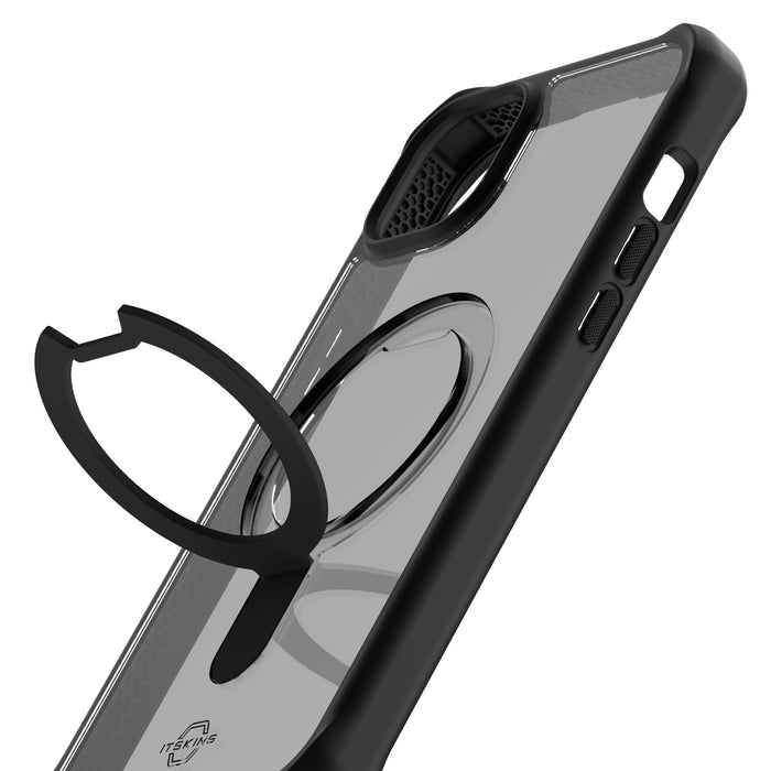 ITSkins Hybrid_R MagSafe Case with Stand for Apple iPhone 15 Plus / iPhone 14 Plus Black