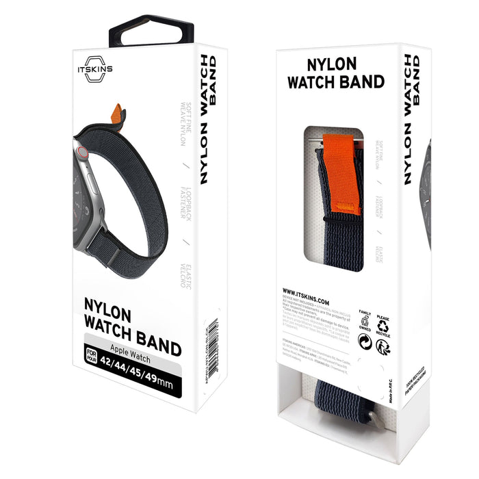 ITSkins Nylon Watch Band for Apple Watch 42mm / 44mm / 45mm / 49mm Black