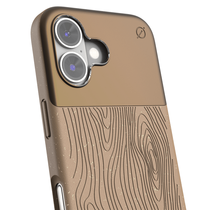 Atom Studios Split Wood Fiber MagSafe Case for Apple iPhone 16 Brown
