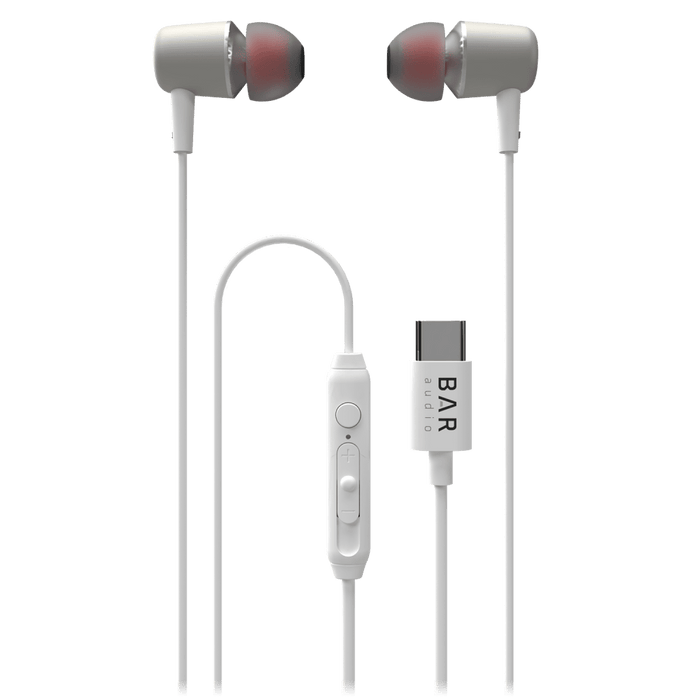 Bar Audio USB C In Ear Wired Headphones White