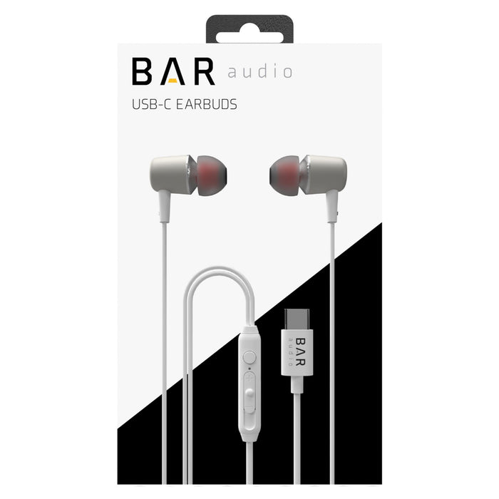 Bar Audio USB-C In Ear Wired Headphones White