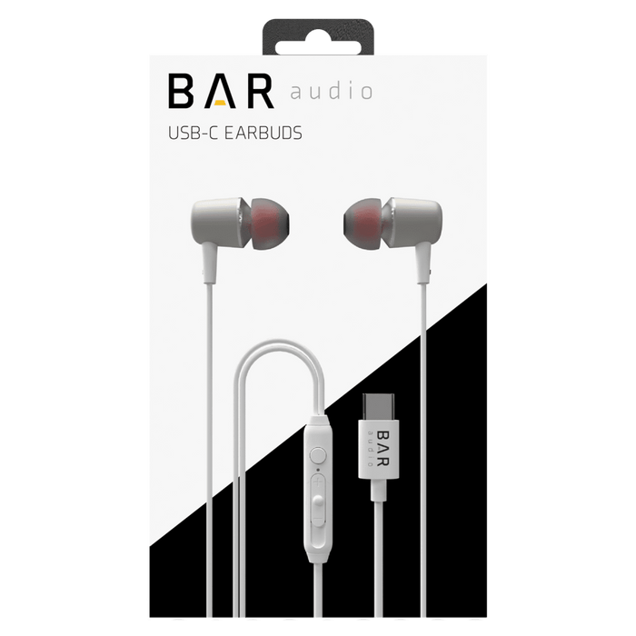 Bar Audio USB C In Ear Wired Headphones White