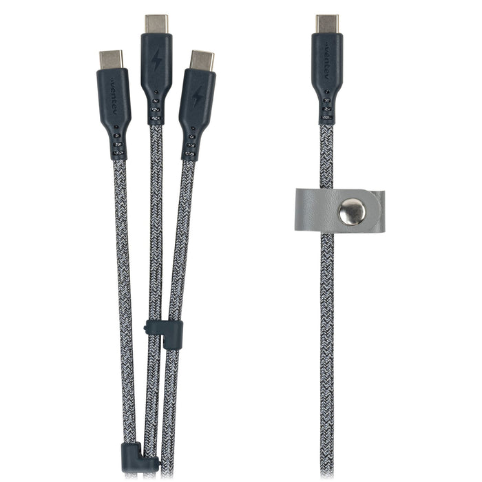 Ventev ULTRAFAST Trio USB-C to USB-C 140W 3-in-1 Cable