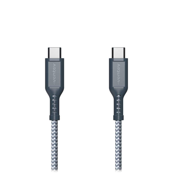 Ventev High Speed USB C to USB C Braided Cable with 2x the Copper for Faster Charging 6ft Gray