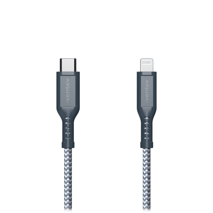 Ventev Braided USB C to Apple Lightning High Speed 6 Foot Cable Gray