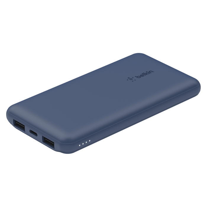 Belkin Boost Up Charge 3 Port Portable Power Bank 10,000 mAh with USB A to USB C Cable Blue