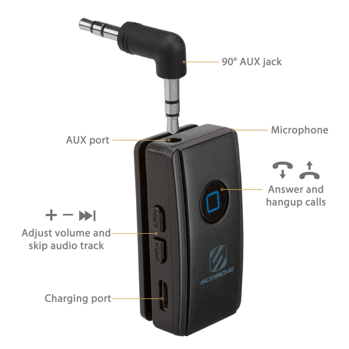 Scosche Universal Bluetooth Wireless Audio Receiver Black