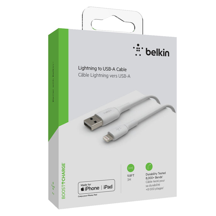 Belkin BoostCharge Lightning to USB-A Cable 3m/9.8ft White