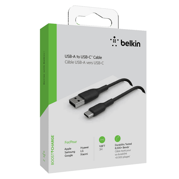 Belkin Boost Up Charge USB A to USB C Cable 10ft Black