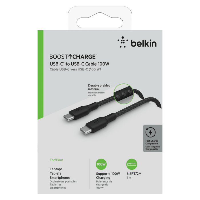 Belkin Braided 100W USB C 2.0 to USB C 2.0 Cable 2m