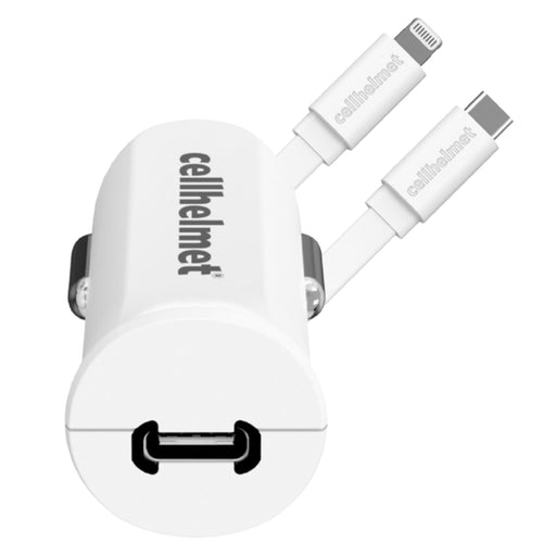 Cellhelmet PD USB C Car Charger 20W and USB C to Apple Lightning Cable 3ft
