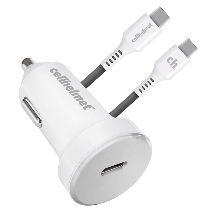 cellhelmet Car Charger 25W PD with USB C to USB C Cable White