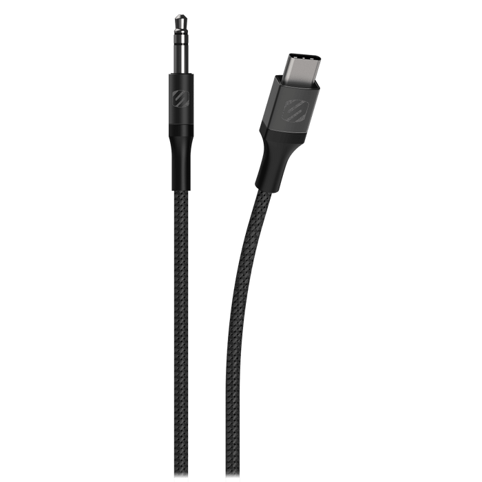 Scosche Braided USB C to 3.5mm Aux Cable 4ft Space Gray