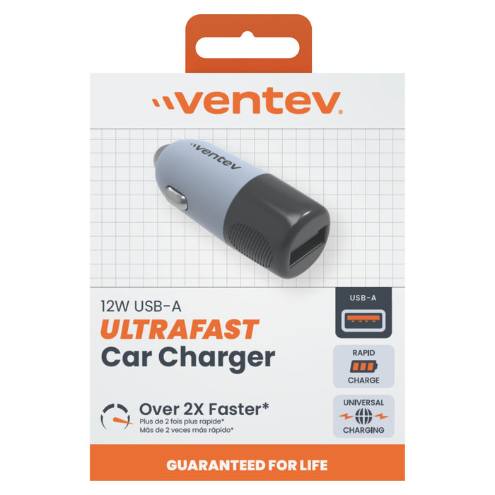Ventev 12W USB-A Universal Car Charger Gray