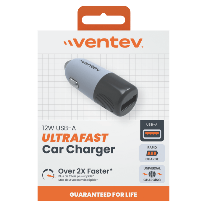 Ventev 12W USB-A Universal Car Charger Gray