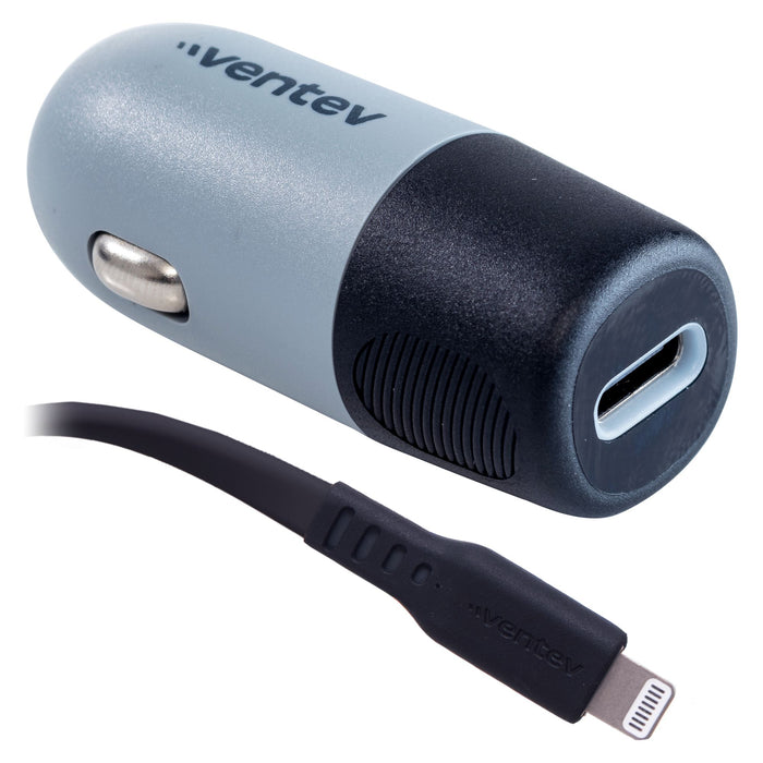 Ventev 20W ULTRAFAST USB-C Universal Car Charger and USB-C to Apple Lightning Cable
