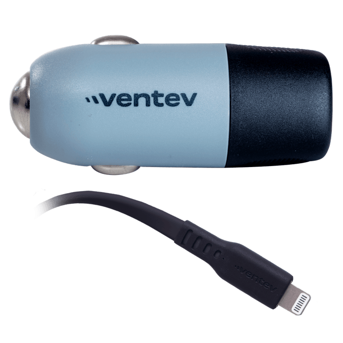 Ventev 20W USB C PD Car Charger and C to Apple Lightning Cable Dark Gray