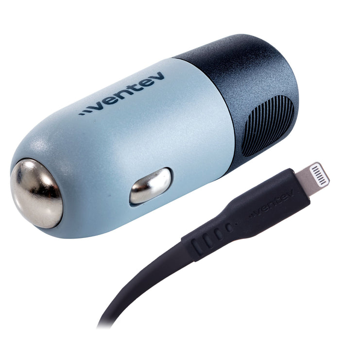 Ventev 20W ULTRAFAST USB-C Universal Car Charger and USB-C to Apple Lightning Cable Gray