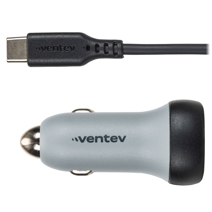 Ventev 27W ULTRAFAST Dual Car Charger with USB-C Travel Cable -