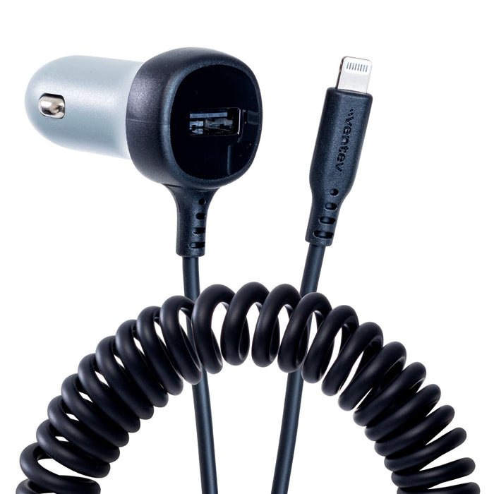 Ventev 27W ULTRAFAST Dual Car Charger with Apple Lightning Travel Cable