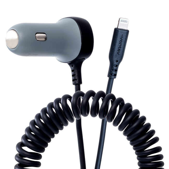 Ventev 27W ULTRAFAST Dual Car Charger with Apple Lightning Travel Cable
