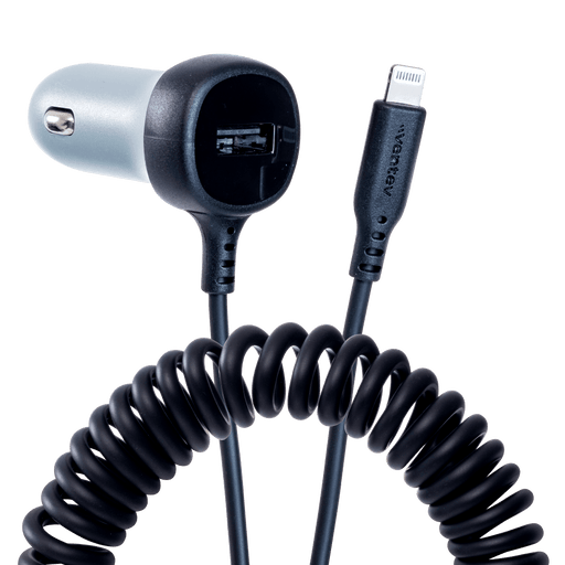 Ventev 27W ULTRAFAST Dual Car Charger with Apple Lightning Travel Cable