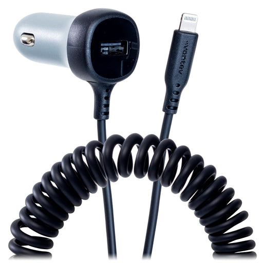 Ventev 27W ULTRAFAST Dual Car Charger with Apple Lightning Connected Travel Cable