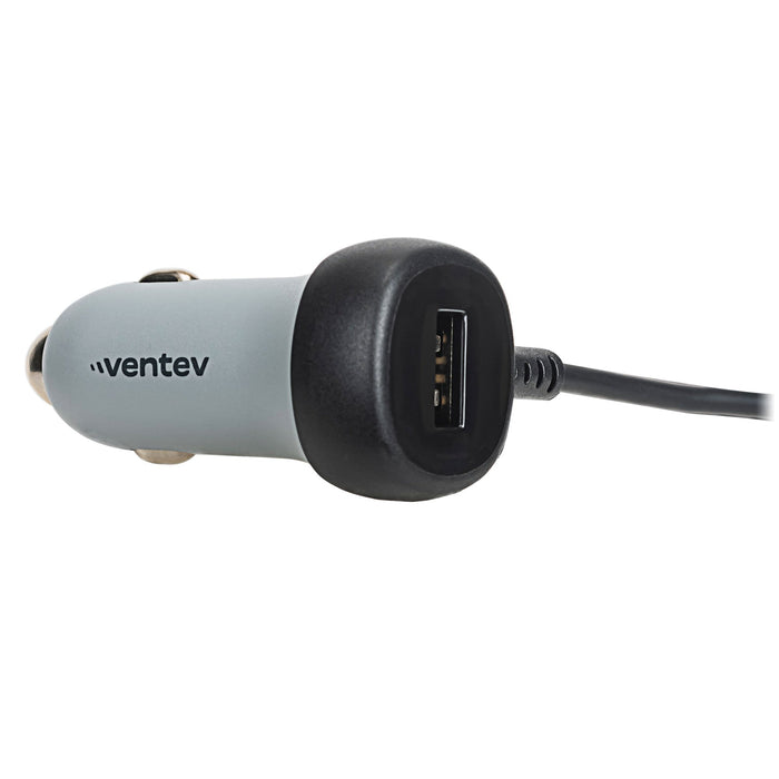 Ventev 27W ULTRAFAST Dual Car Charger with Apple Lightning Connected Travel Cable Gray