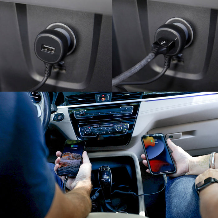 Ventev 27W ULTRAFAST Dual Car Charger with Apple Lightning Connected Travel Cable Gray