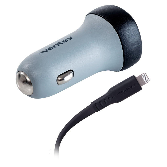 Ventev 30W ULTRAFAST USB-C Universal Car Charger and USB-C to Apple Lightning Cable Gray