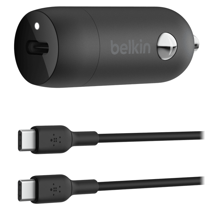 Belkin 30W PD Car Charger with PPS and USB C to USB C Cable 1m Black