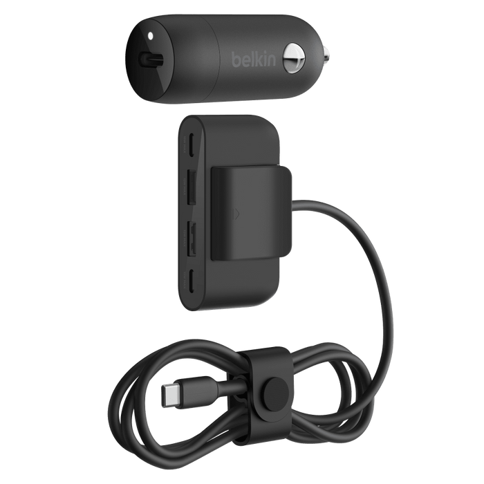 Belkin 30W PD Car Charger with 4 Port Power Extender 2m Black
