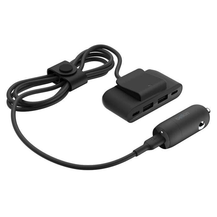 Belkin BoostCharge USB-C Car Charger with PPS 30W and 4 Port USB Power Extender Black